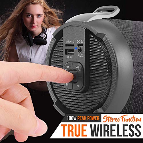 Pyle Portable Bluetooth Boombox Speaker for Travel and Parties - Loud Stereo Sound, Rechargeable, FM Radio, AUX Input (