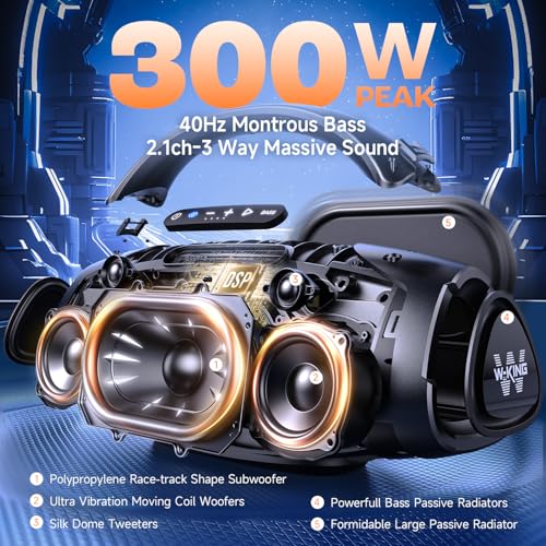 W-KING 300W Peak Party Large Speaker for Outdoor Loudest Wireless Sound with Waterproof EQ and Fast Charging
| W-KING 3
