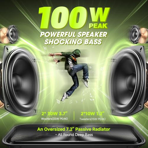 W-KING Portable Loud Bluetooth Speaker Wireless 100W Max IPX6 Waterproof Outdoor Speaker - All-Round Rich Bass Party Bo