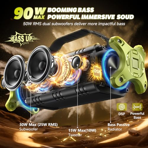 W-KING Bluetooth Speaker, 90W Max Portable Outdoor Waterproof Loud Speaker for Camping/Pool/Party  
W-KING Bluetooth Spe