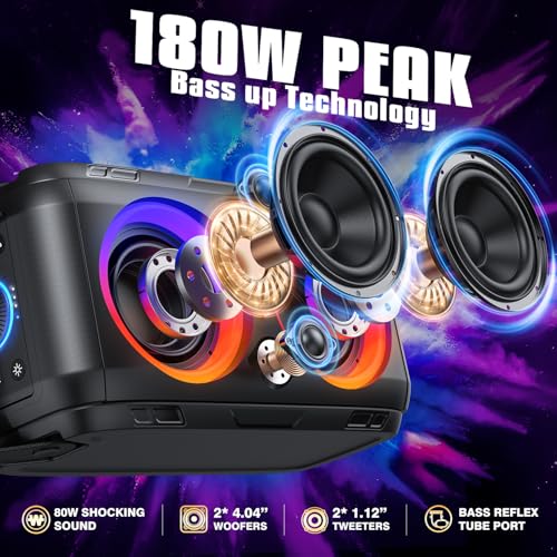 W-King Party Loudest Portable Bluetooth Speaker for Big Outdoor Gatherings
| W-King 180W Max Portable Bluetooth Speaker