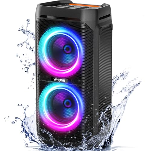 W-KING 220W Peak Party Large Deep Bass Waterproof Portable Speaker for Outdoor Use with 115 dB Loudness and RGB Lights